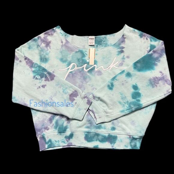 Victorias Secret Pink Everyday Cropped Fleece Off the Shoulder sweatshirt XLarge - Picture 3 of 3